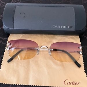 CARTIER C Décor Silver Tone Sunglasses